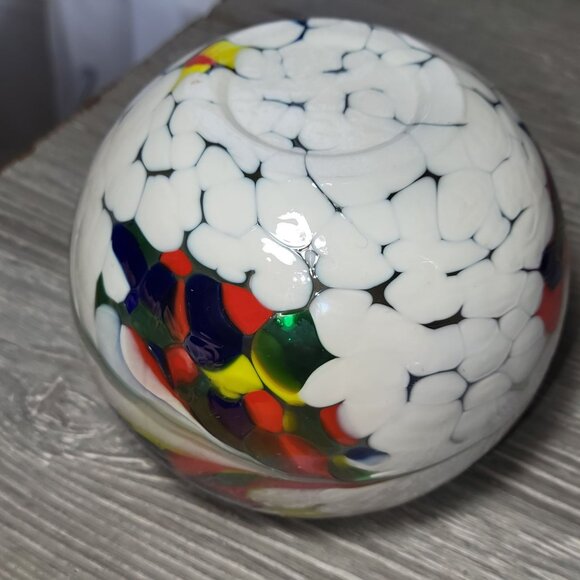 Art Glass Rose Bowl Mouth Blown In Poland Centerpiece Tea Light Candle Holder - Picture 12 of 14